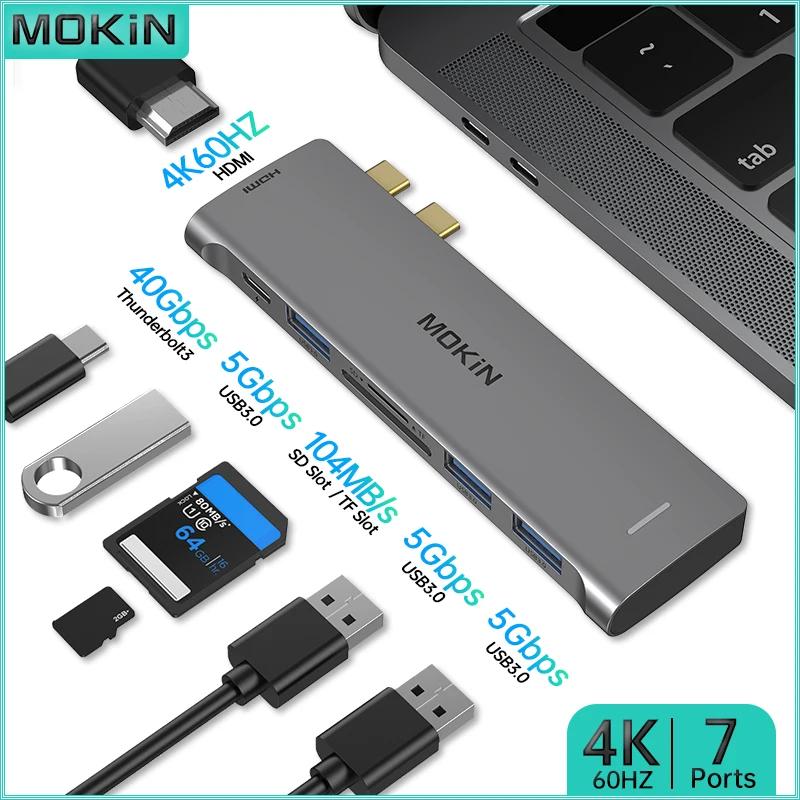 MOKiN 7 in 2 ŷ ̼ - USB3.0, HDMI 4K60Hz, SD, TF, Thunderbolt: MacBook Air/Pro, iPad, Thunderbolt ƮϿ 